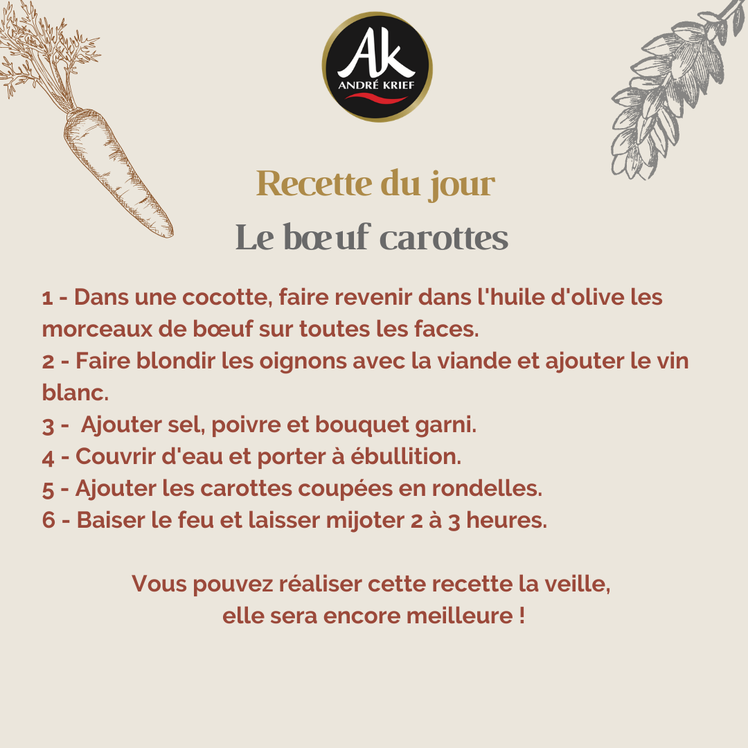 Le boeuf carottes - Recette André Krief
