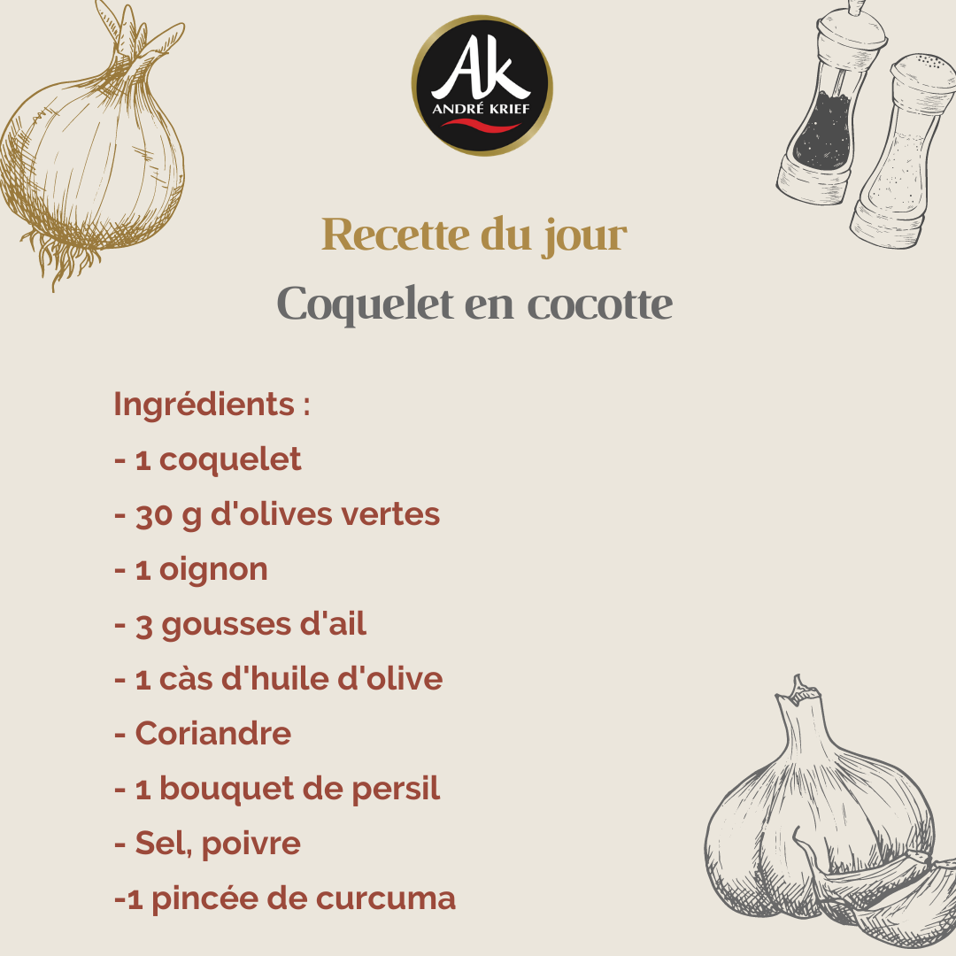 Coquelet en cocotte - Recette André Krief