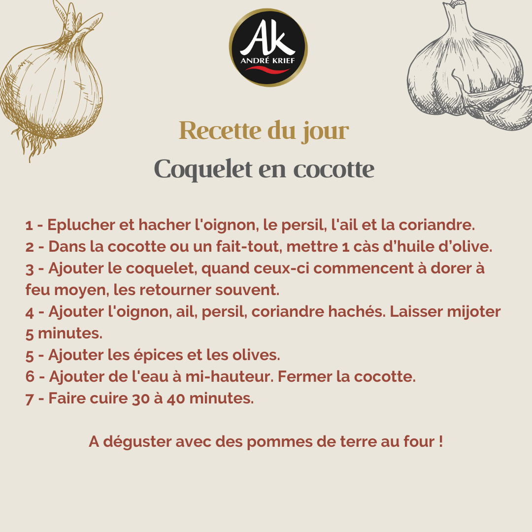 Coquelet en cocotte - Recette André Krief