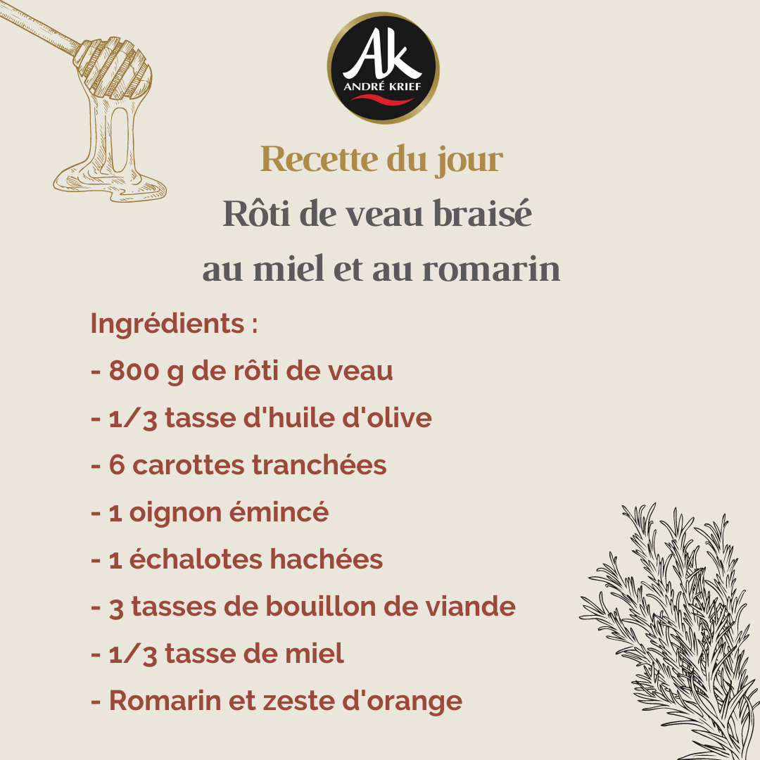 Rôti de veau braisé - Recette André Krief