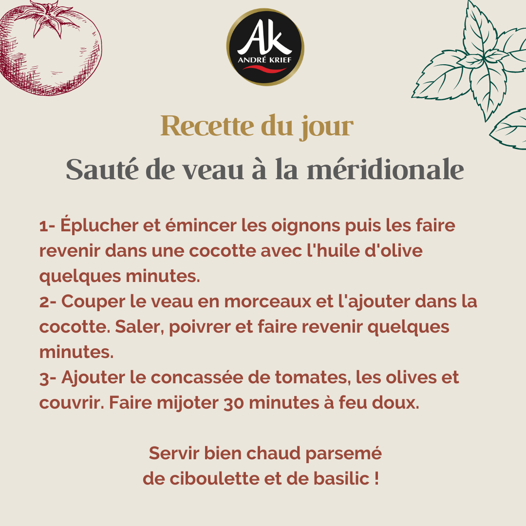 Sauté de veau à la méridionale - Recette André Krief