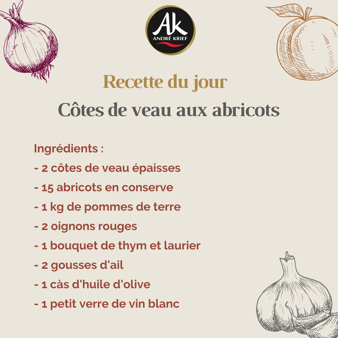 Côtes de veau aux abricots - Recette André Krief