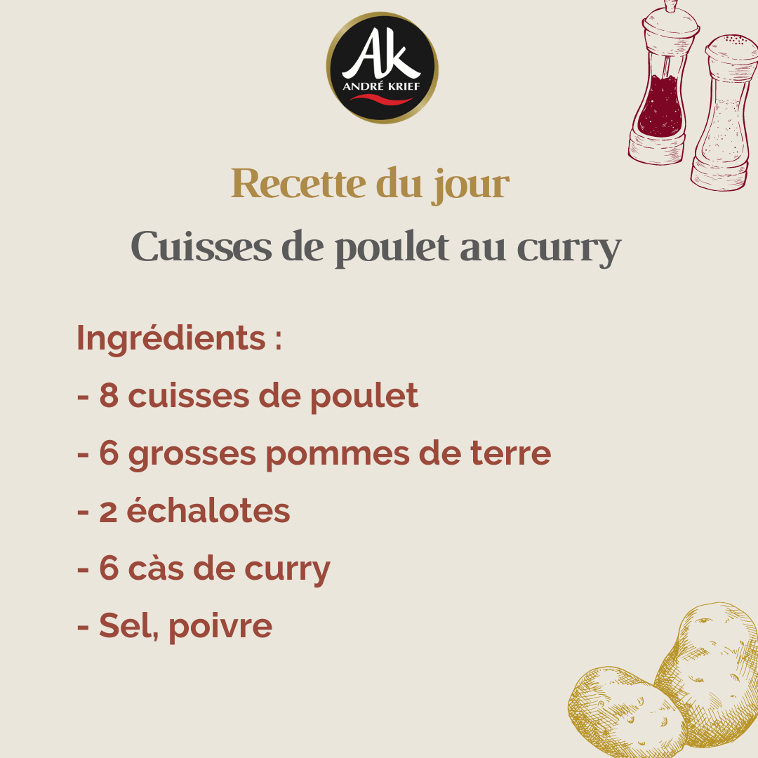 Cuisses de poulet au curry - Recette André Krief
