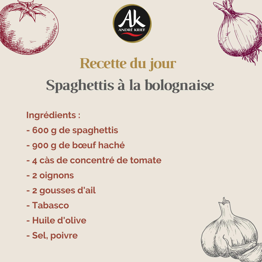 Spaghettis à la bolognaise - Recette André Krief